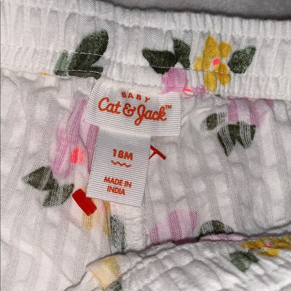 Cat & Jack White Floral Cotton Pants 18M EUC - Picture 4 of 6